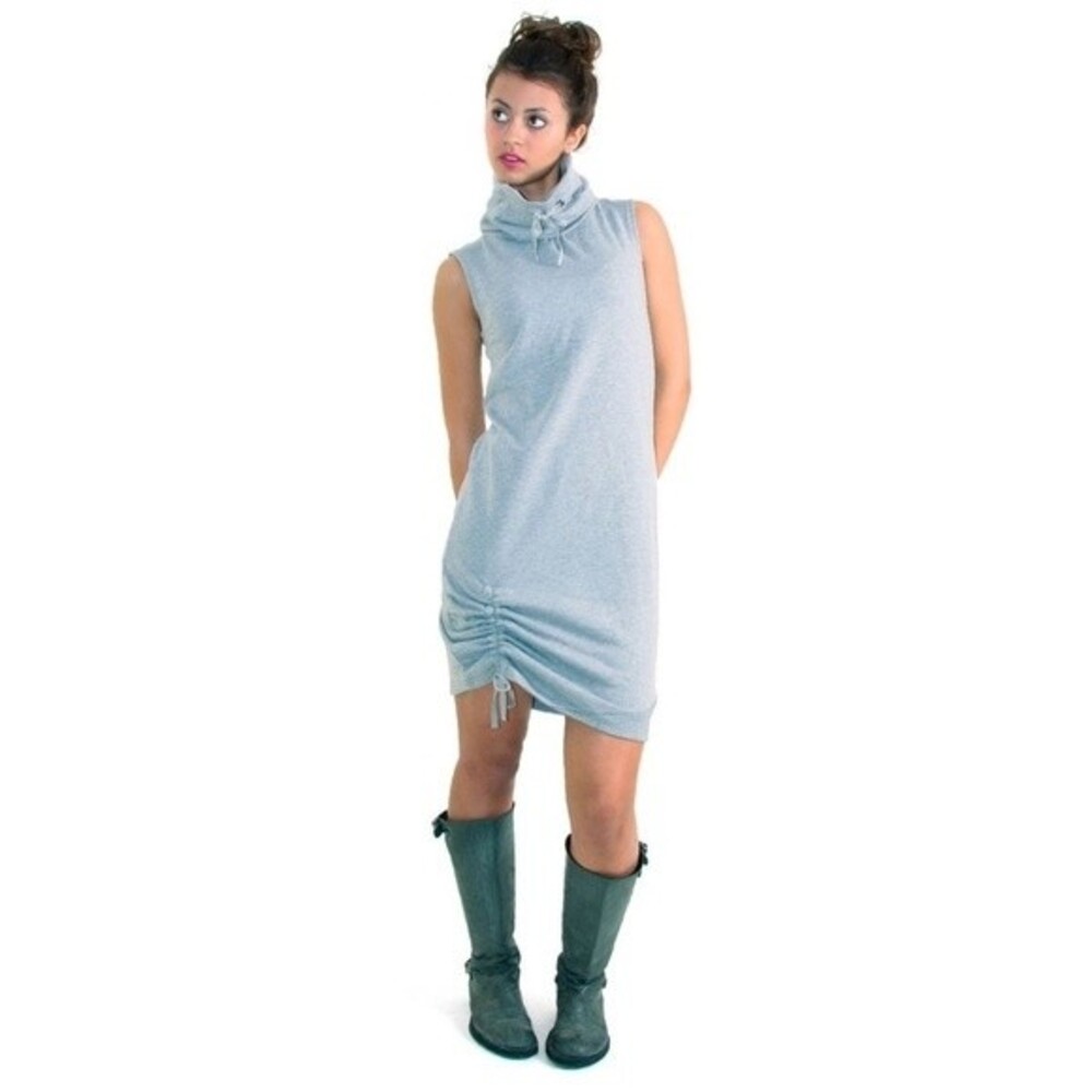 Skunkfunk Cowlneck Ruched Hem Gray Ahurti Dress 2